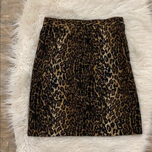 ALBERTO MAKALI Sz 6 Brown Leopard Lined Skirt